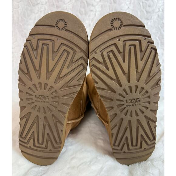UGG Australia Bailey Triple Button Snow Boots Brown Leather Fluffy Tall Size 6 - Picture 10 of 14
